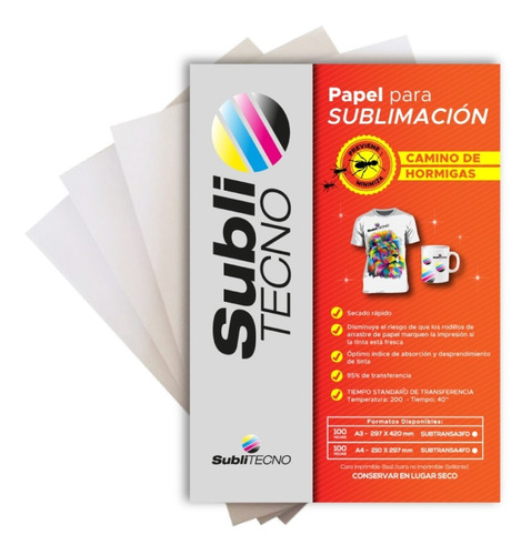 Imagen 2 de 7 de Combo Sublimacion Resma A4 + Tintas Sublitecno