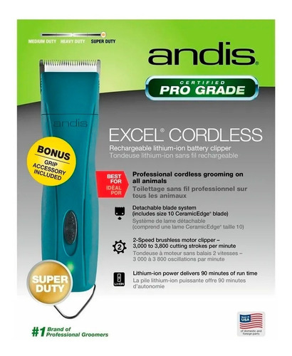 Imagen 5 de 5 de Andis Excel Cordless Peladora Canina Inalambrica 2 Vel