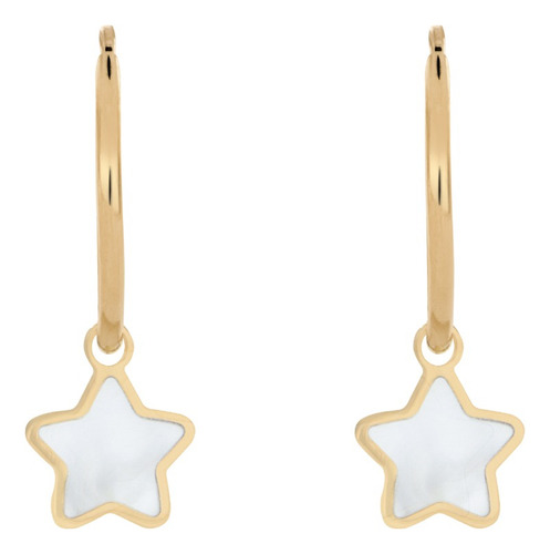 Huggies Con Dije De Estrella De Madre Perla Oro 14k