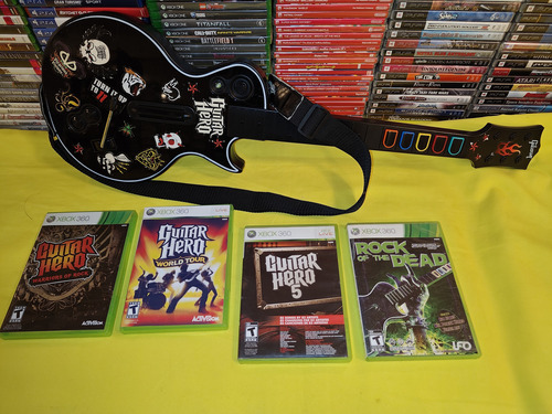 Guitarra Para Xbox 360 Y 1 Juego De Guitarhero A Escoger (Usado)
