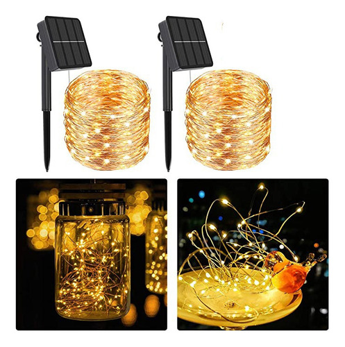 Pack De 2 Luces Solares De 20 M, Jardin, Navidad