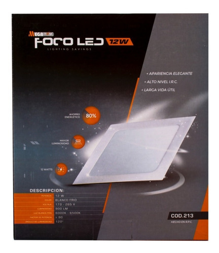Imagen 4 de 5 de Foco Led Embutido Cuadrado 12w