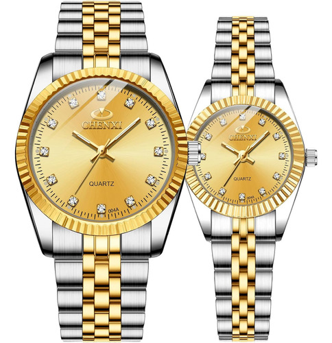 Relojes De Pareja Marca Suiza, Reloj Dorado Para Hombres