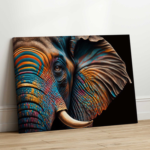 Quadro Elefante Indiano Foco 100x70 Decorativo Sala Quarto Tecido Canvas