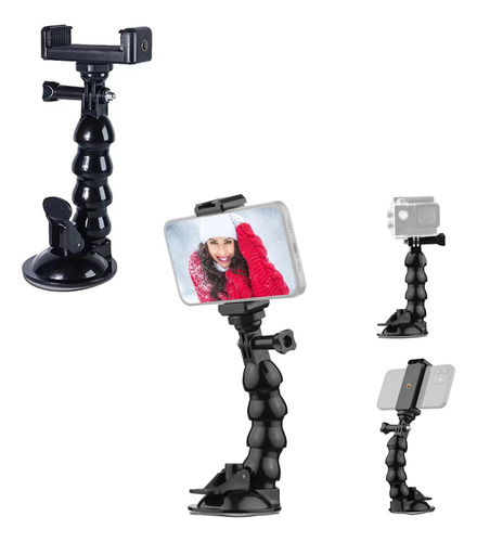 Soporte Ventosa Sopapa Auto Parabrisas Para Gopro Dji Celu Negro