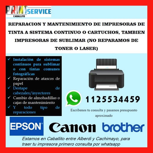 Servicio Técnico Reparación Impresora Epson Brother Canon Hp