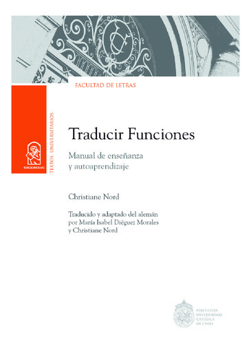 Traducir Funciones, De Nord , Christiane.., Vol. 1.0. Editorial Ediciones Uc, Tapa Blanda, Edición 1.0 En Español, 2016