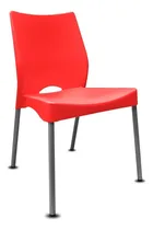 Comprar Silla Malba Plástica Apilable Caño Gris Comedor Hogar Heladeria Quincho Jardin Super Resistente Pack X6 + Color Rojo