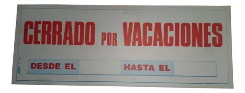Cartel - Cerrado Por Vacaciones X 95 Hojas - Vintage