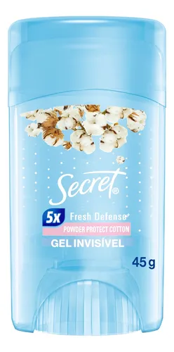 Embalagem frontal do desodorante Secret Gel Invisivel Powder Protect Cotton 45g
