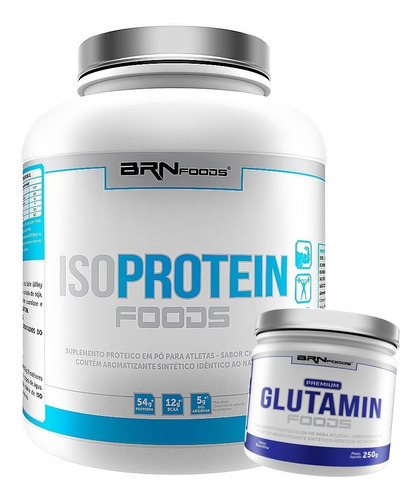 Kit Iso Protein 2kg + Glutamin 250g - Brn Foods Sabor Morango