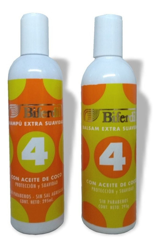 Shampoo+ Balsam Biferdil 4 Extra Suavidad Con Aceite De Coco