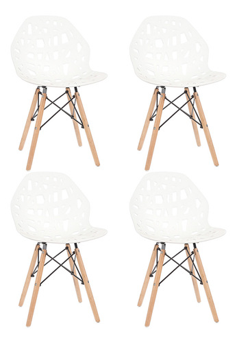 Juego De 4 Sillas De Diseño Eames Akron Color De La Estructura De La Silla Blanco