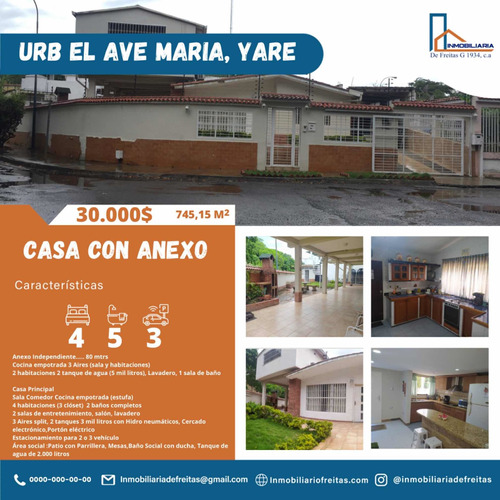 Imagen 1 de 14 de Casa Con Anexo En La Urbanizacion El Ave Maria Yare