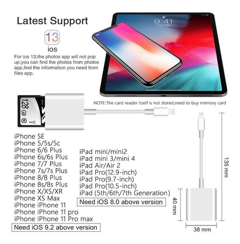 Imagen 5 de 6 de Lector De Tarjetas Sd / Micro Sd Para iPhone / iPad / Cámara