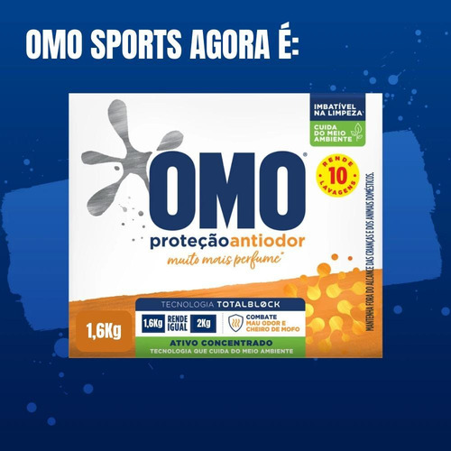 Imagem 2 de 3 de Sabão Em Pó Omo Proteção Antiodor 1,6kg Sports