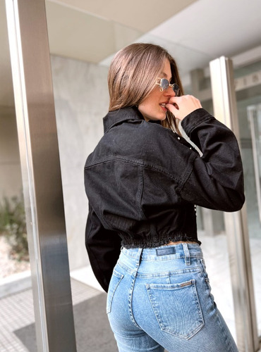 Campera Ana - Jean Rigido Con Tachas Tendencia Mujer