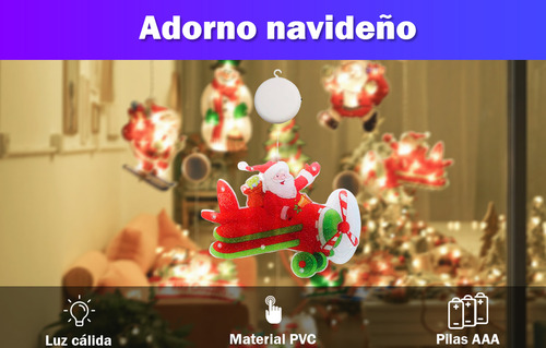 Luces Navidad Led Adorno Deco Colgante Pila Luces Cálida Papa Noel Avion Rojo Alitrade MQ-13