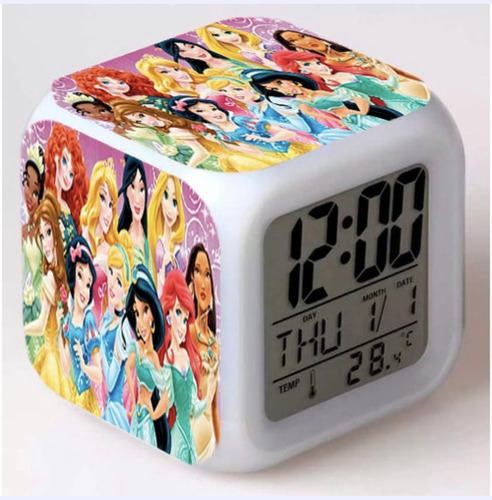 Reloj Despertador Princesas Disney, Ariel, Cenicienta,word