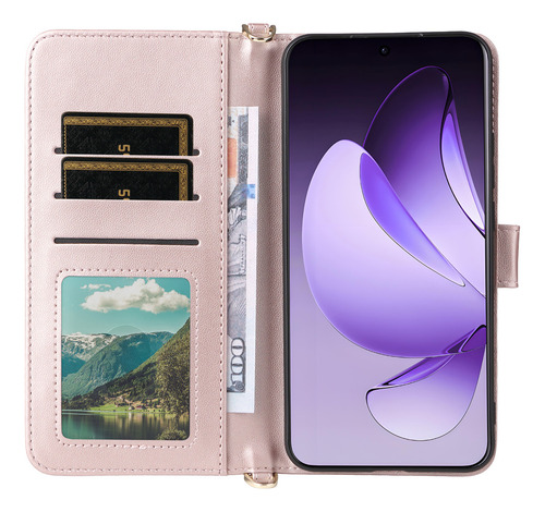 Funda Para Oppo F21 Pro 4g/reno7 4g/reno8 4g Con Tapa Tipo Cartera Con Correas Para Hombro Y Muñeca Y Soporte Con
