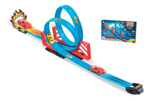 Pista Carrinho Infantil Tipo Hotwheels Duplo Looping Braskit