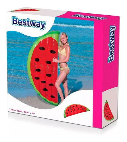 Imagen 2 de 5 de Colchoneta Inflable Sandia Fruta Surtidas Bestway 43159 Full