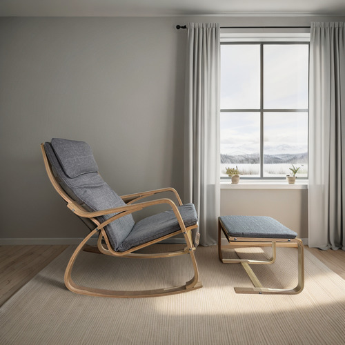 Sillón Mecedora Nórdico Modelo Volgar + Mesa Nuuk Nordico Gris Claro Lino
