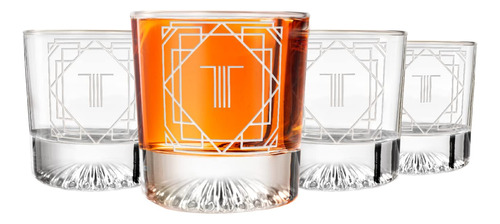 Set De 4 Vasos De Whisky Grabados Art Deco