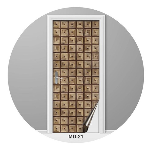 Adesivo Para Porta Madeira Cubos Rústico Decorativo Md-21