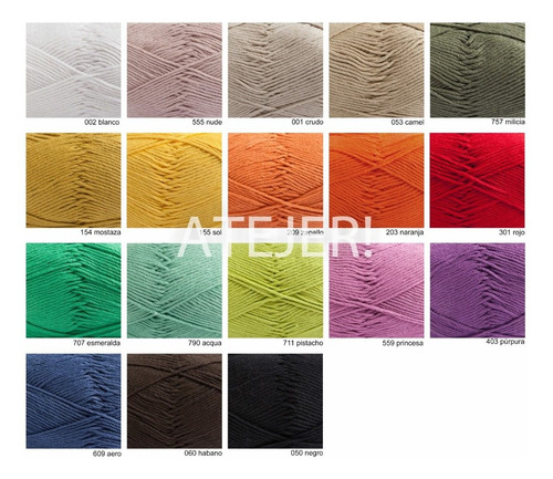 Imagen 3 de 3 de Hilo Algodón Semigordo 8/8 Ovillo X 100 Gs Tejido Crochet