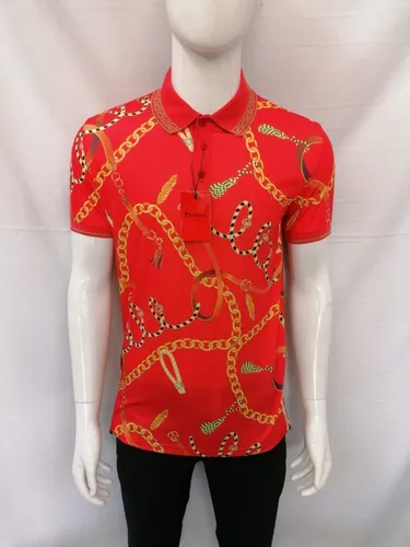 Playera Tipo Polo Manga Corta Estampada Garigol Roja Hombre