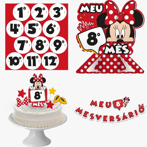Festa Minnie Mouse - Kit Decorativo Mêsversário 