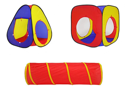 Imagen 3 de 10 de Carpa Infantil Doble Con Túnel Pelotero Grande Colores Atrix