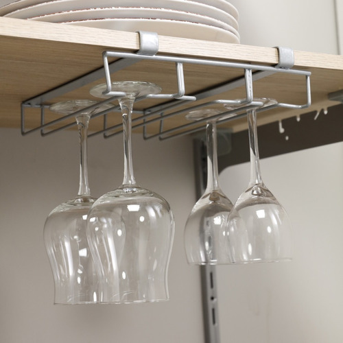 Imagen 2 de 2 de Soporte Copas Para Entrepaño De Madera Metalizado