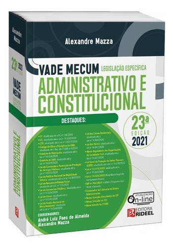 Vade Mecum Administrativo E Constitucional, De Alexandre Mazza. Editora Grupo Rideel, Capa Mole Em Português, 2021