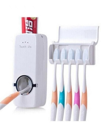 Imagen 6 de 8 de Dispenser Pasta Dental Porta Cepillo 2 En 1 Soporte Touch Me