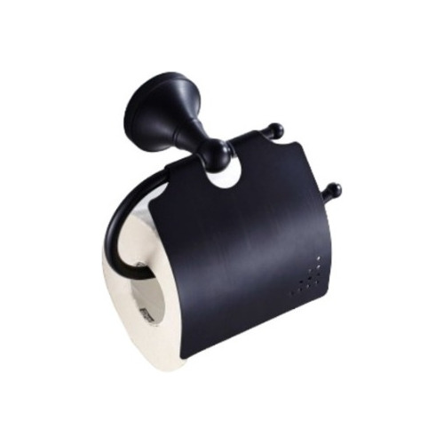 Accesorio Porta Rollo Vintage Para Baño Negro Mate