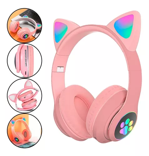 Headset Fone Orelha de Gatinho - Fone orelha de Gato - Como usar Fone de  Ouvido Led orelha de Gato 