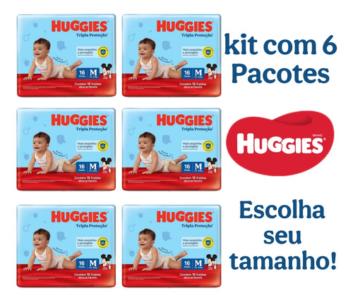Kit 6 Pacotes De Fralda Huggies Tripla Proteção P, M, G, Xg