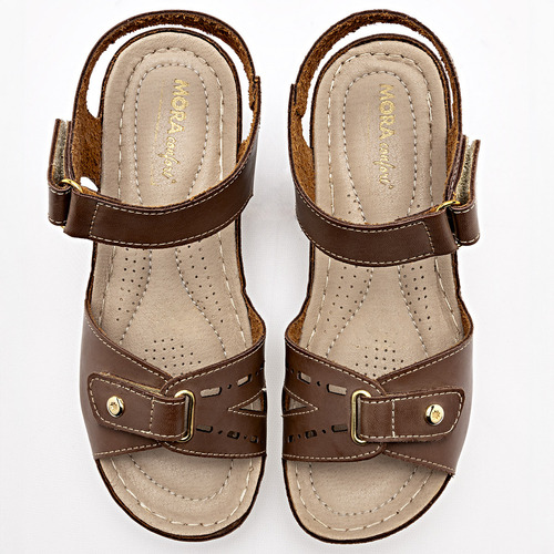 Sandalias Plataforma Mujer Mora Confort Cafe 128-407