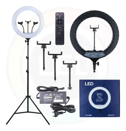 comprar Ring Light Led 18p 50w Profissional Grande Tripé Yq-360b Estrutura Preto Luz 3Tons 110Vu002F220V