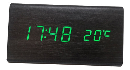 Reloj Despertador Escritorio Triangulo Led(fecha/temp) Color Negro con LED verde