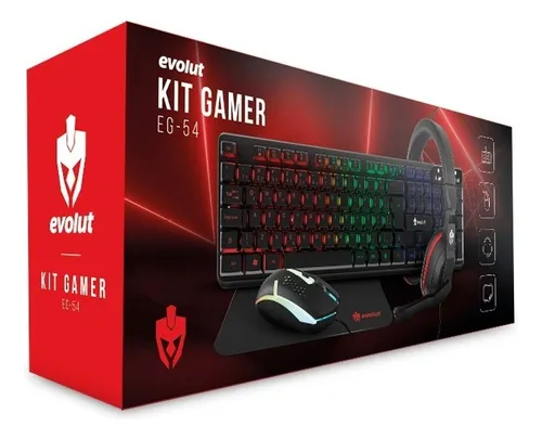 comprar Kit Gamer Evolut Eg-54 (teclado, Mouse, Mousepad E Headset) Cor do mouse Preto Cor do teclado Preto
