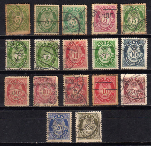 Noruega 1889-1910 De Coleccion X 17 Usados Bs ( P 9 ) Oferta