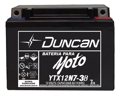 Batería Duncan Moto Ytx12n7-3b