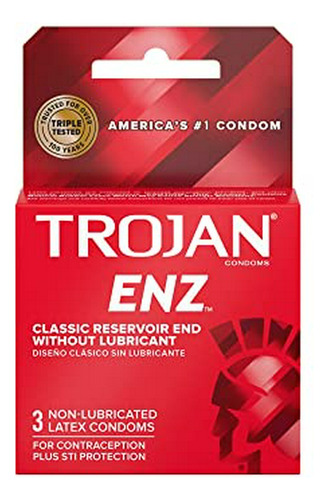 Condones Trojan Sin Lubricante De Látex - 3 Unidades, Paquet