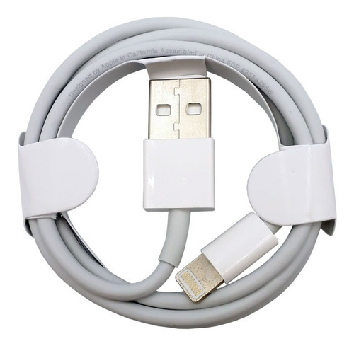 Imagen 2 de 2 de Cable Cargador Lightning Para iPhone 6/7/8/x/xs/11 100cm Color Blanco