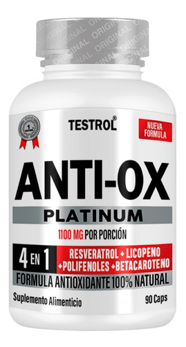 Anti-ox Platinum | 90 Caps | Alto Antioxidante Natural | Sabor Sin sabor