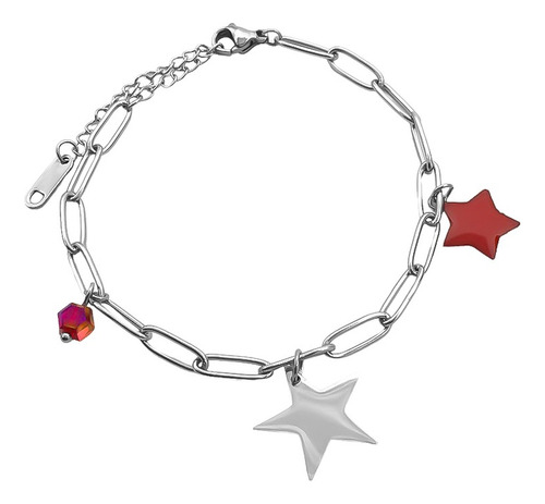 Pulsera Rojo Estrella Cuentas C Estrella Cadena Clip C:8209