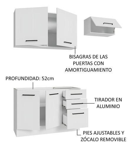Cocina Integral Completa Modular Madesa Agata 180cm 09 Colar Blanco